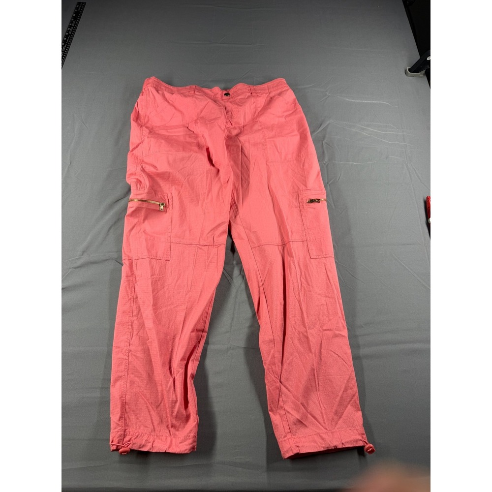 Rafaella Comfort Womens Cargo Pants Size 10 Coral NWT Stretch Drawstring Hem